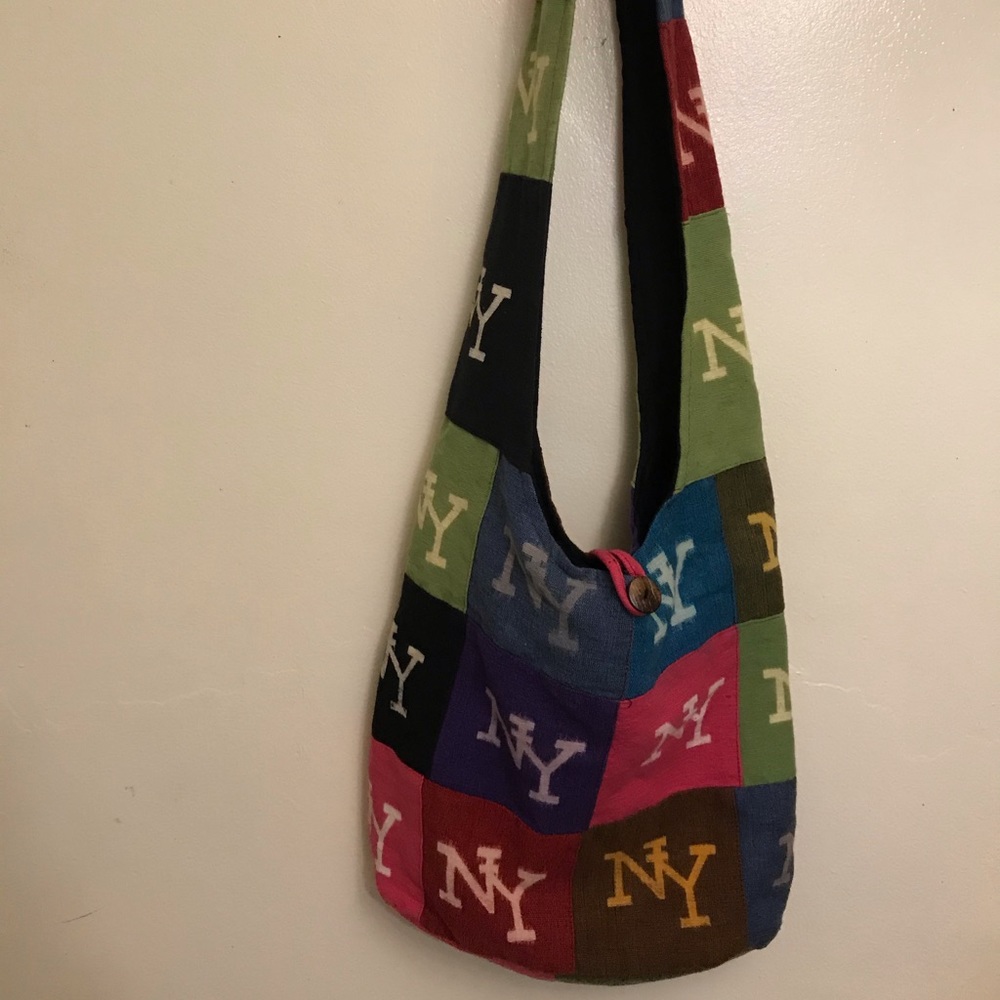 NY  woman’s Boho hobo tote textile NY Patch bag